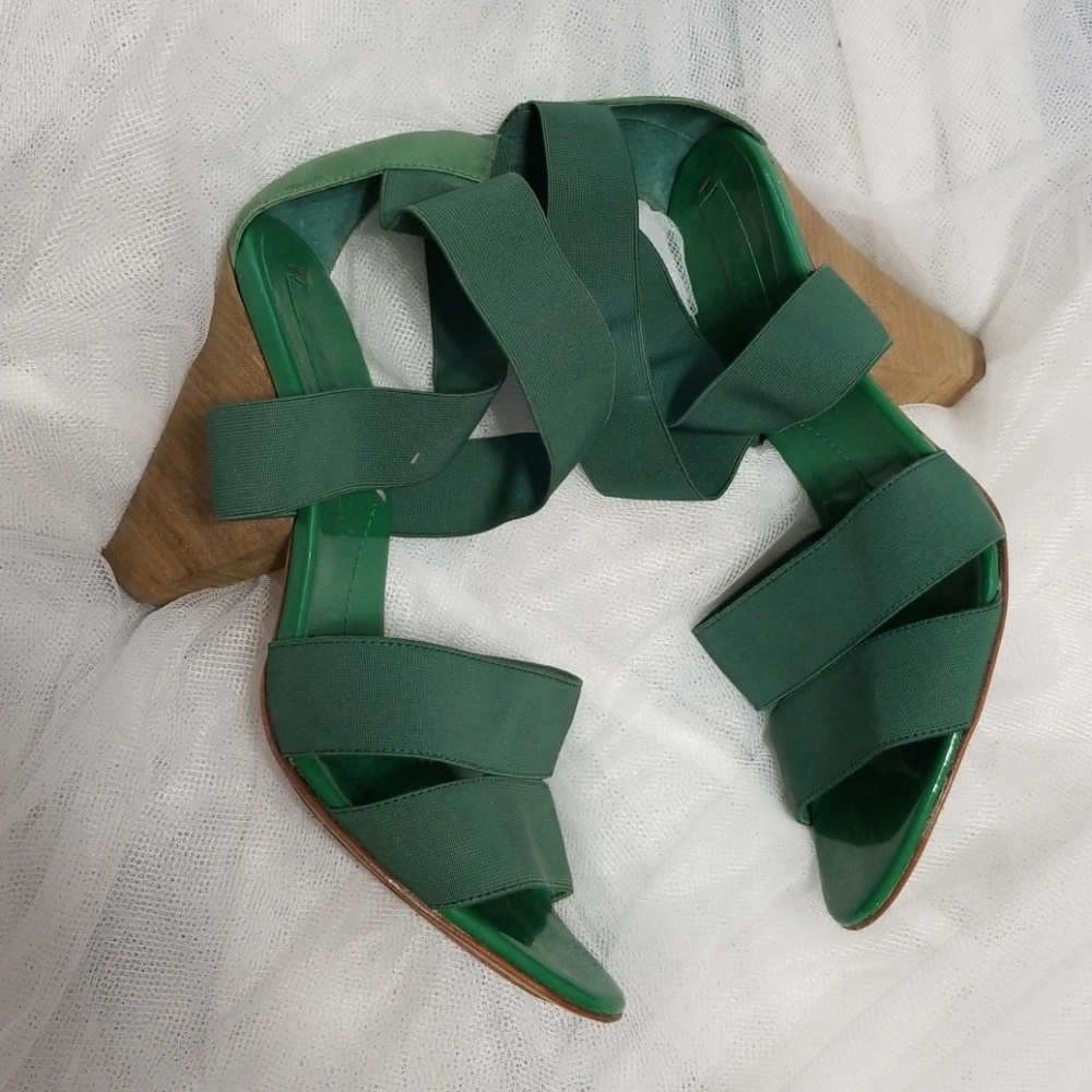 BCBG Green Wedge Heel Sandals